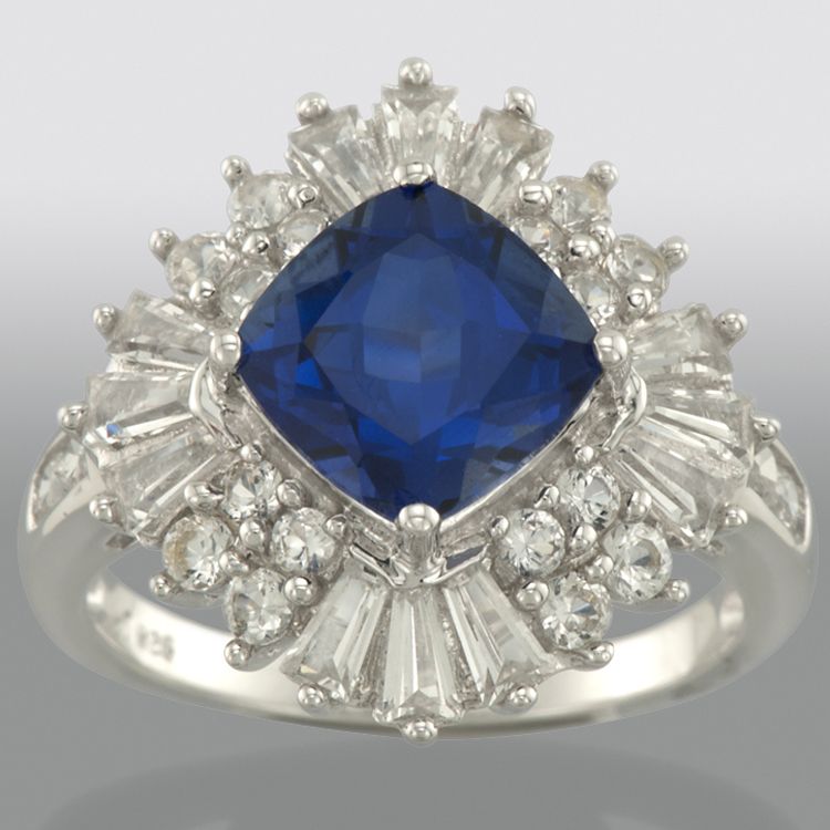 Sterling Silver and Lab Created Sapphire Ring