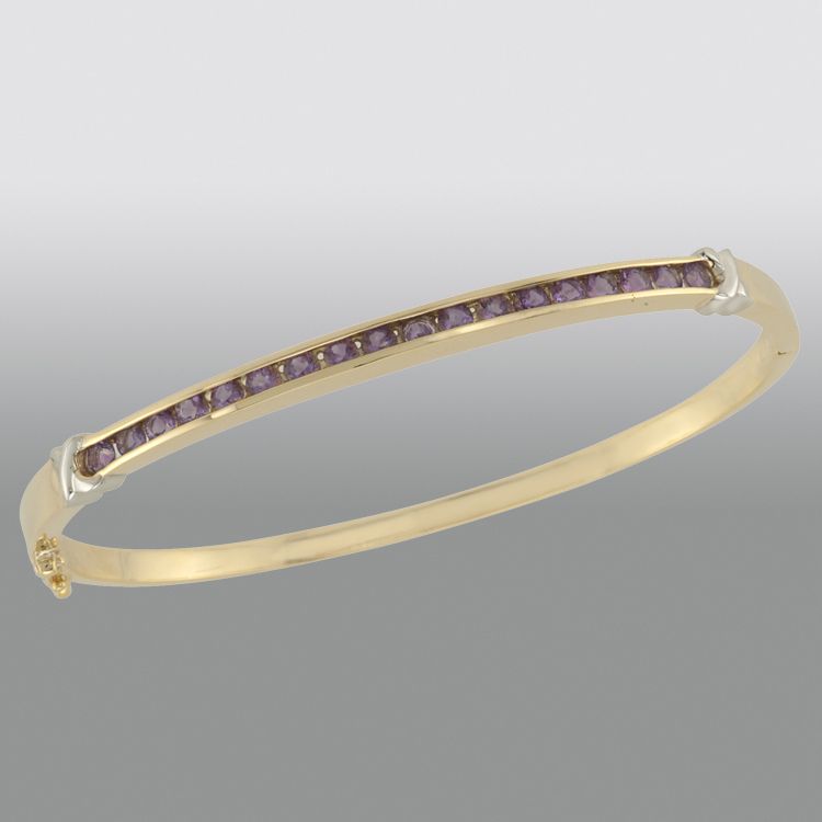 Sterling Silver with 14k Color Flash Plating Channel Set Amethyst Bangle at Kmart.com