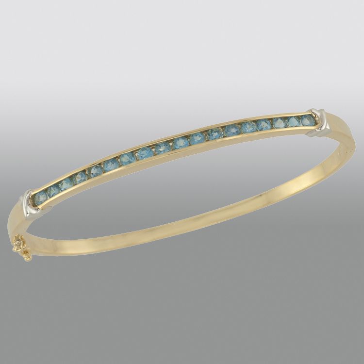 Sterling Silver with 14k Color Flash Plating Channel Set Blue Topaz Bangle at Kmart.com