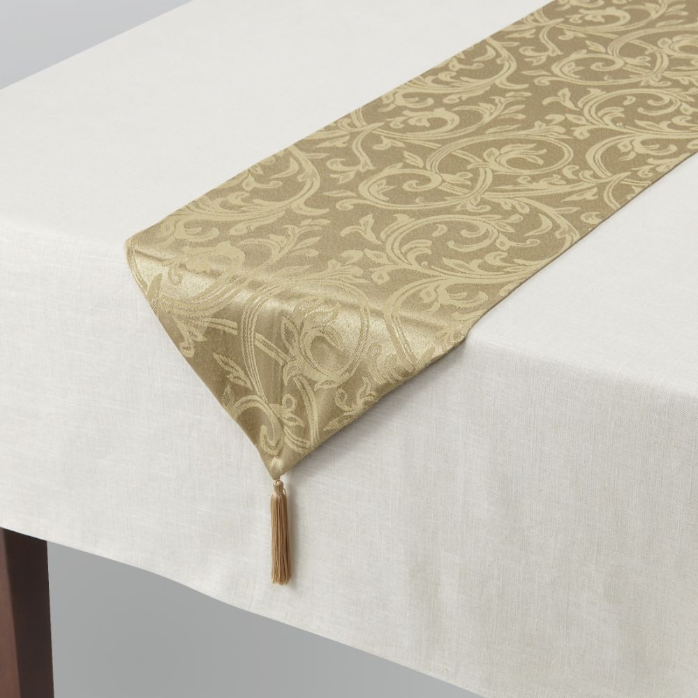 Jaclyn Smith Traditions Damask Gold Table Runner