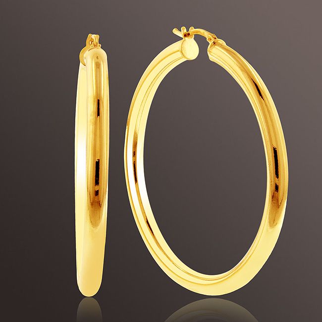 Romanza&nbsp; Med Tube Hoop Earrings set in Gold over Bronze
