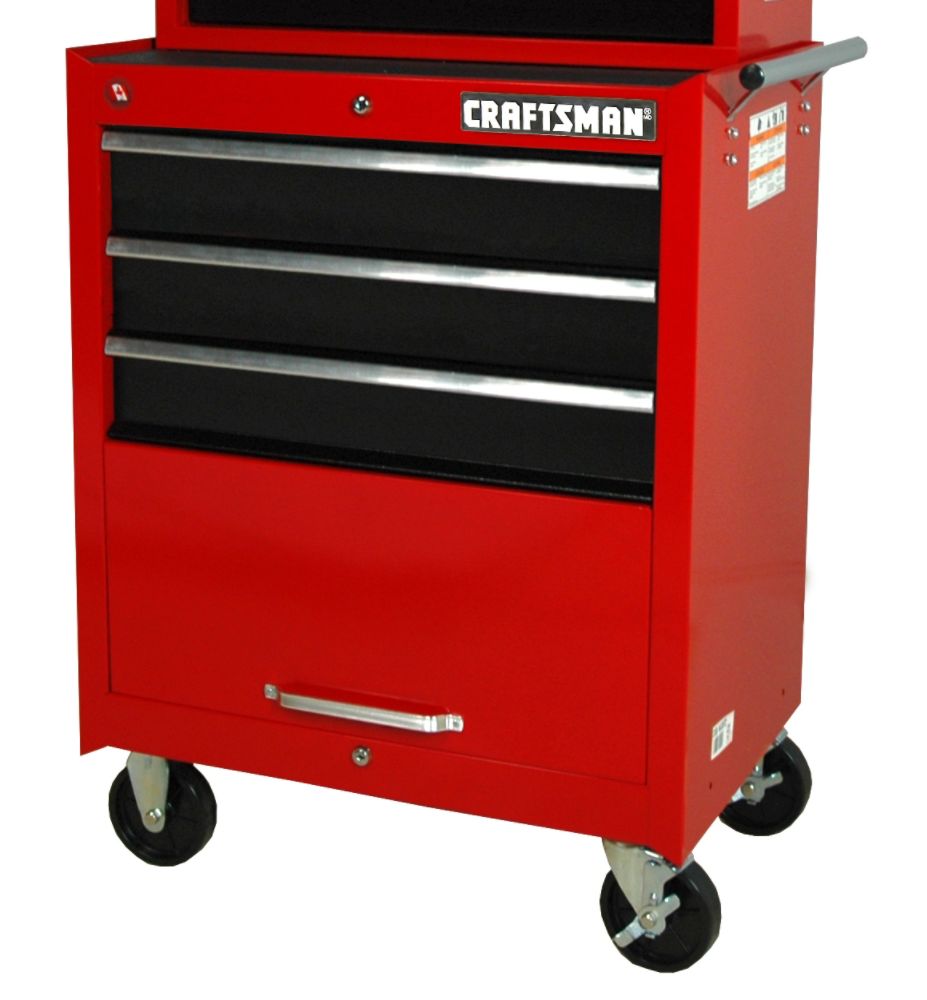 Craftsman&nbsp; 27'' 3-Drawer Ball Bearing Slides Roller Cabinet Red&Black