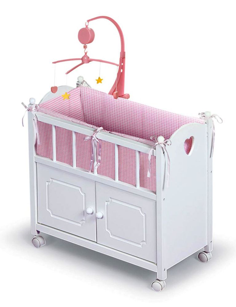 Badger Basket Doll Crib with Cabinet and Bedding Children's Toys