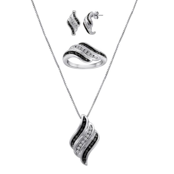 1/3 cttw. Black & White Diamond Swirl Box Set in Sterling Silver at Kmart.com