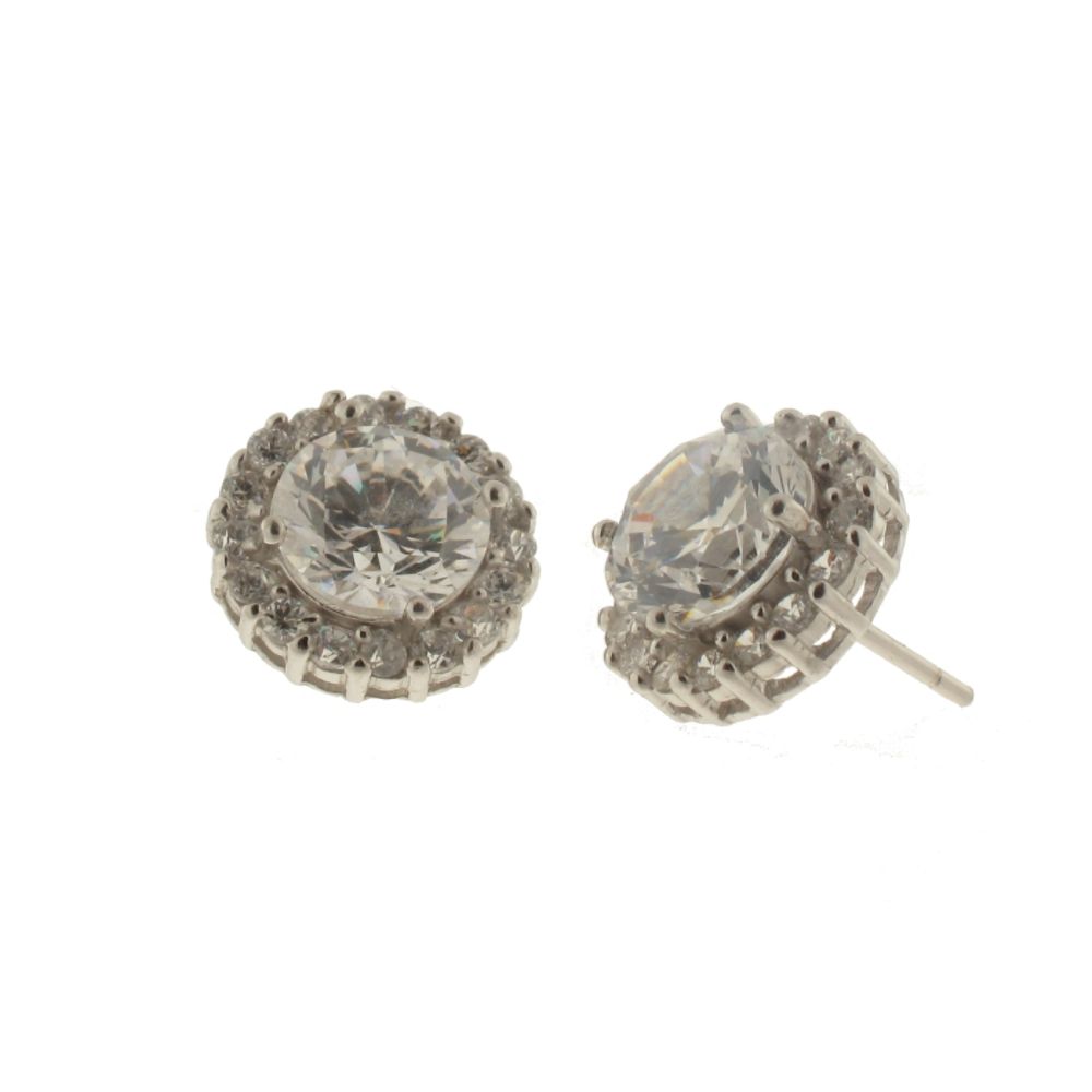 Sterling Silver Round Cubic Zirconia Earrings