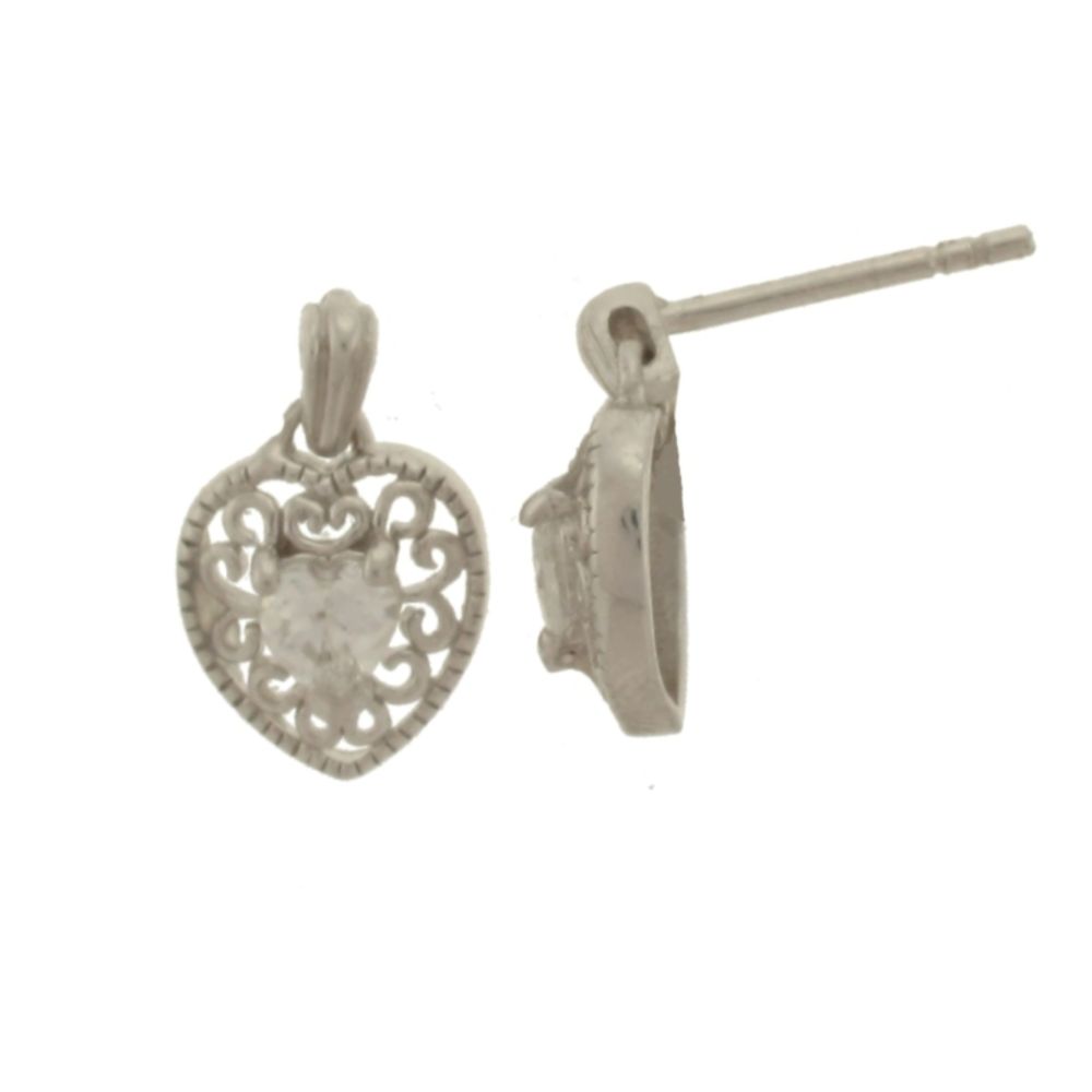 Sterling Silver Cubic Zirconia Heart Earrings