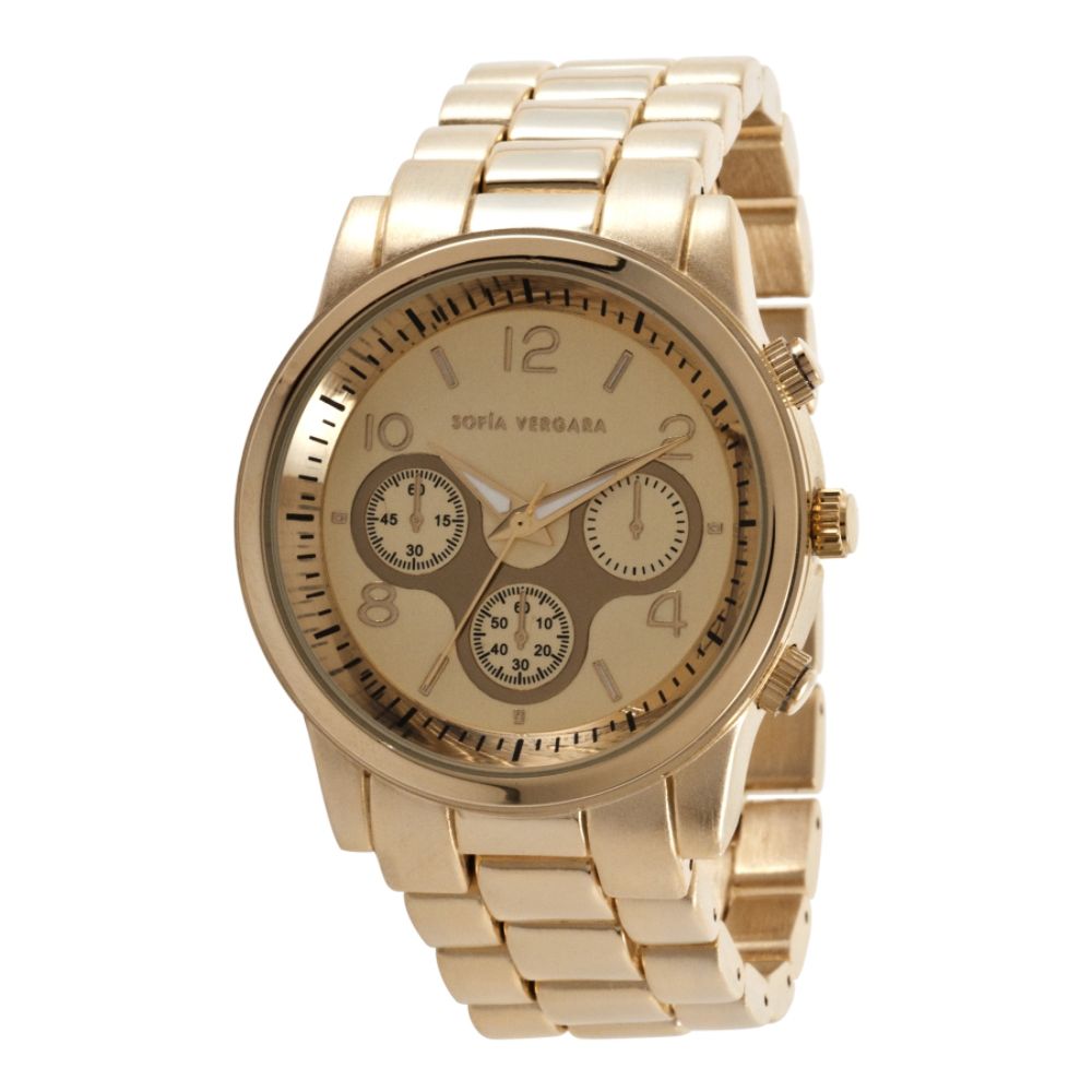 Sofia by Sofia Vergara Ladies Watch with Round Goldtone Case, Champagne Multi-Display Dial and GT Bracelet Band at Kmart.com