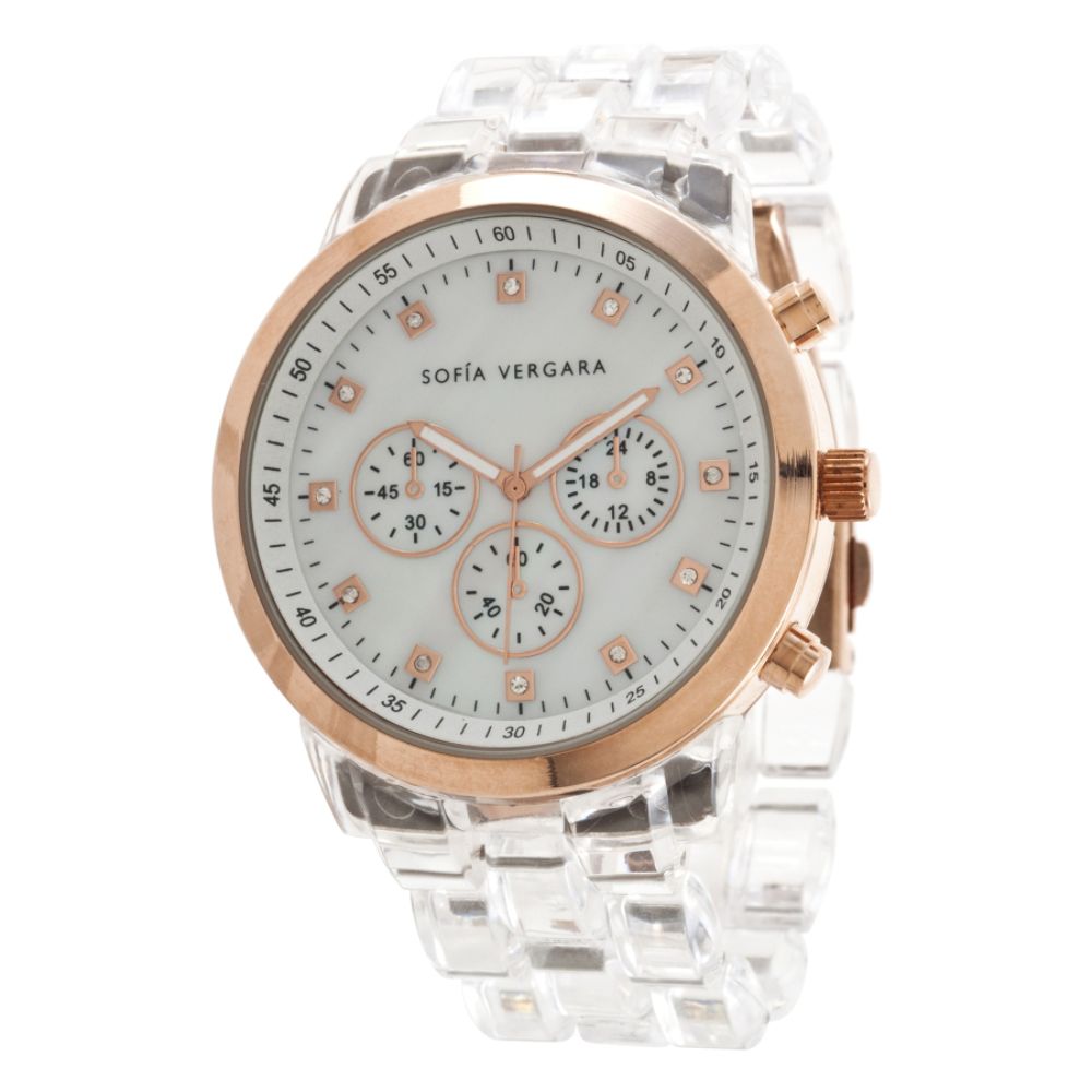 Sofia by Sofia Vergara Ladies Watch with Round Rose Goldtone and Silvertone Case, White Multi-Display Dial and ST Bracelet Band at Kmart.com