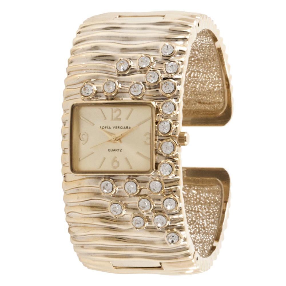 Sofia by Sofia Vergara Ladies Watch with Square Goldtone Case, Inset Champagne Dial and GT Textured Bracelet Band at Kmart.com