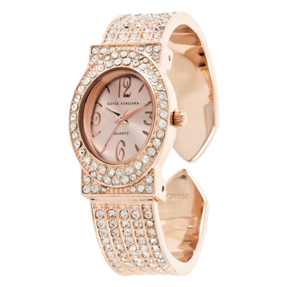 Sofia by Sofia Vergara Ladies Stone Accent Watch with Rose Goldtone Oval Case, Shimmering Dial and 5-Row RGT Bracelet Band at Kmart.com