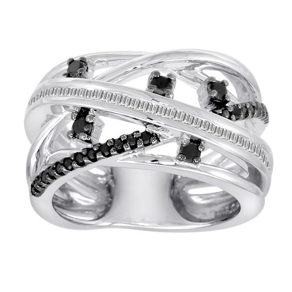 1/2 cttw Black & White Diamond Orbit Ring in