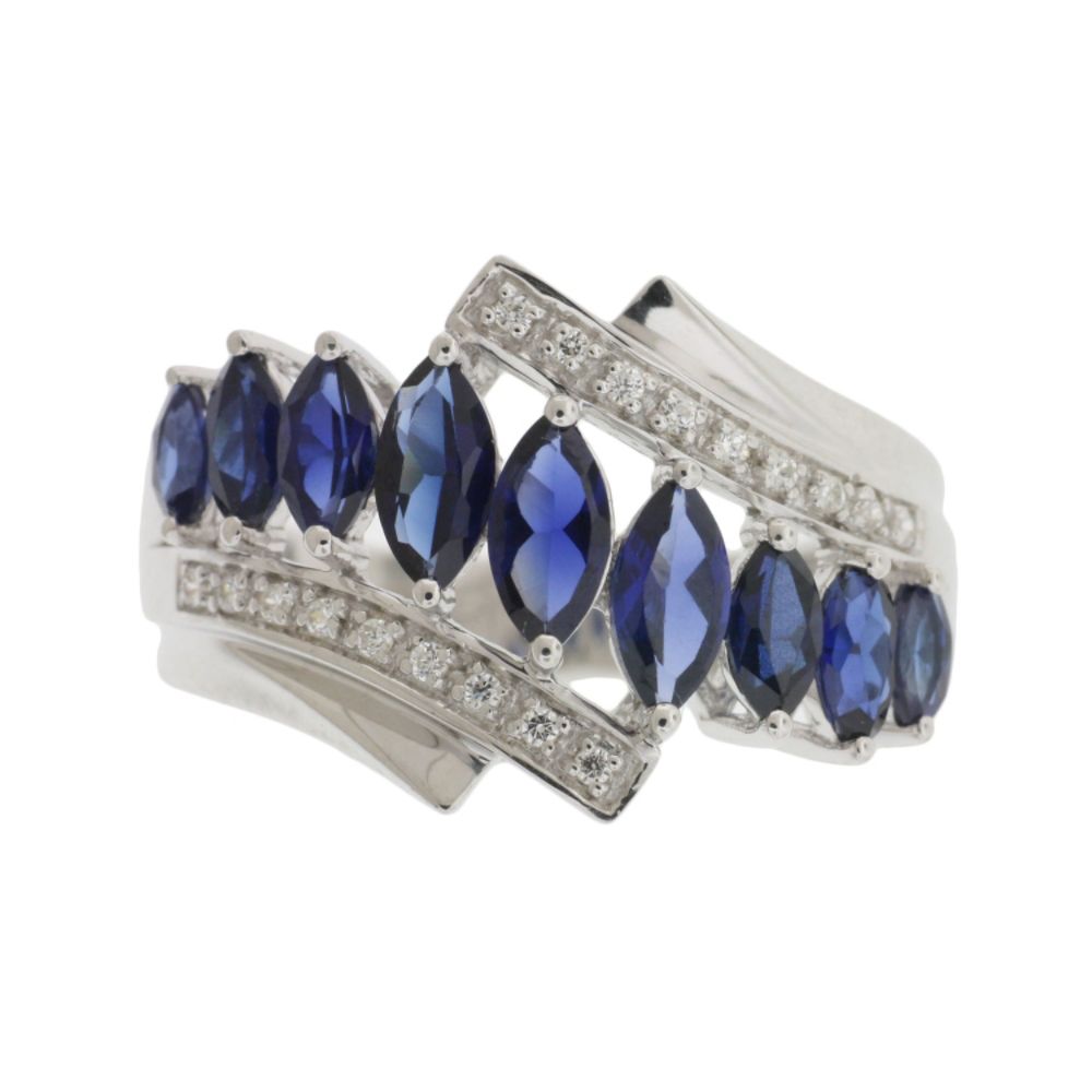 Gold over Silver Lab Created Sapphire Marquis