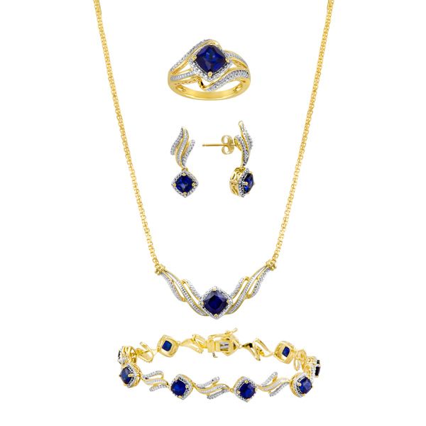 Created Sapphire and Diamond Accent 14k Gold over Sterling Silver 4p Boxed Set at Sears.com