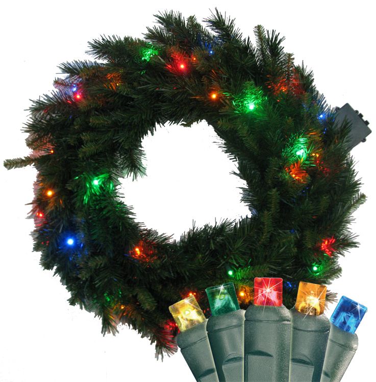Brite Star b/o 24" mixed pine led lighted wreath with 35L - Multi at Kmart.com