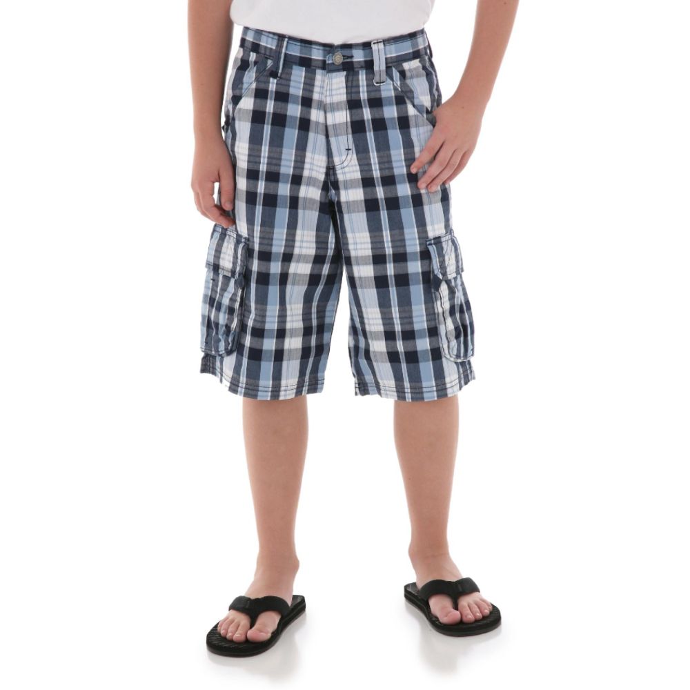 Wrangler Boys’ Shorts Plaid Blue Husky at Kmart.com