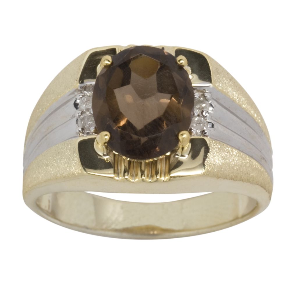 Men's Smoky Quartz Ring 18k Gold over Sterling Silver at Sears.com