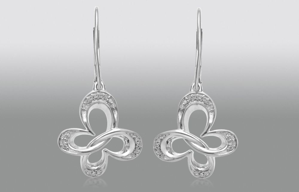 True Harmony 1/10 cttw Sterling Silver Butterfly Dangle Earrings with Emerald Accent at Sears.com
