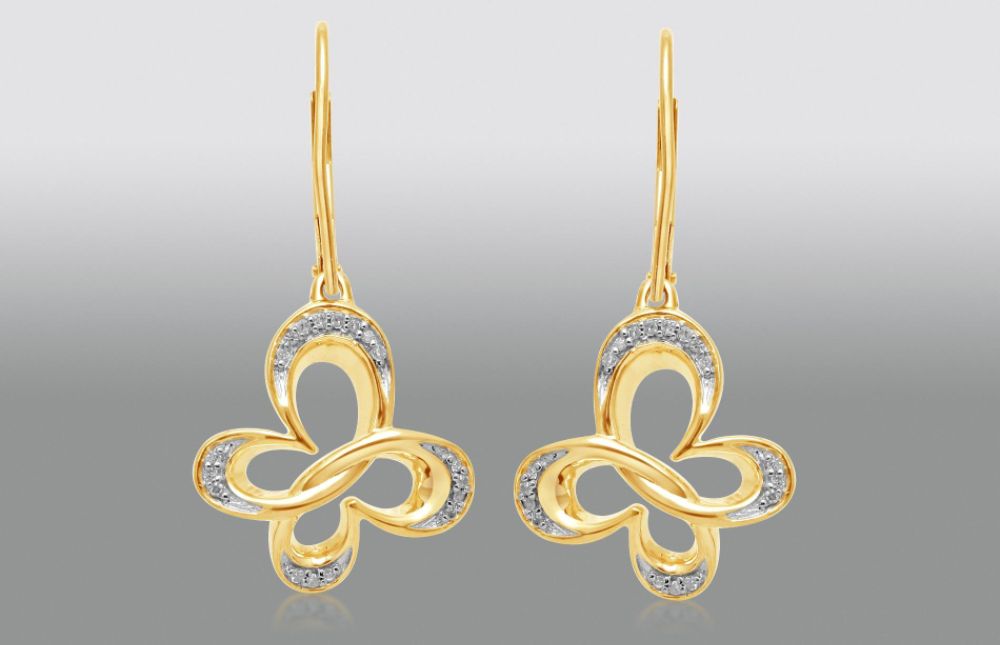 True Harmony 1/10 cttw Gold Over Silver Butterfly Dangle Earrings with Emerald Accent at Sears.com