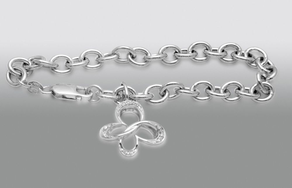 True Harmony 1/10 cttw Sterling Silver Butterfly Charm Bracelet with Emerald Accent at Sears.com