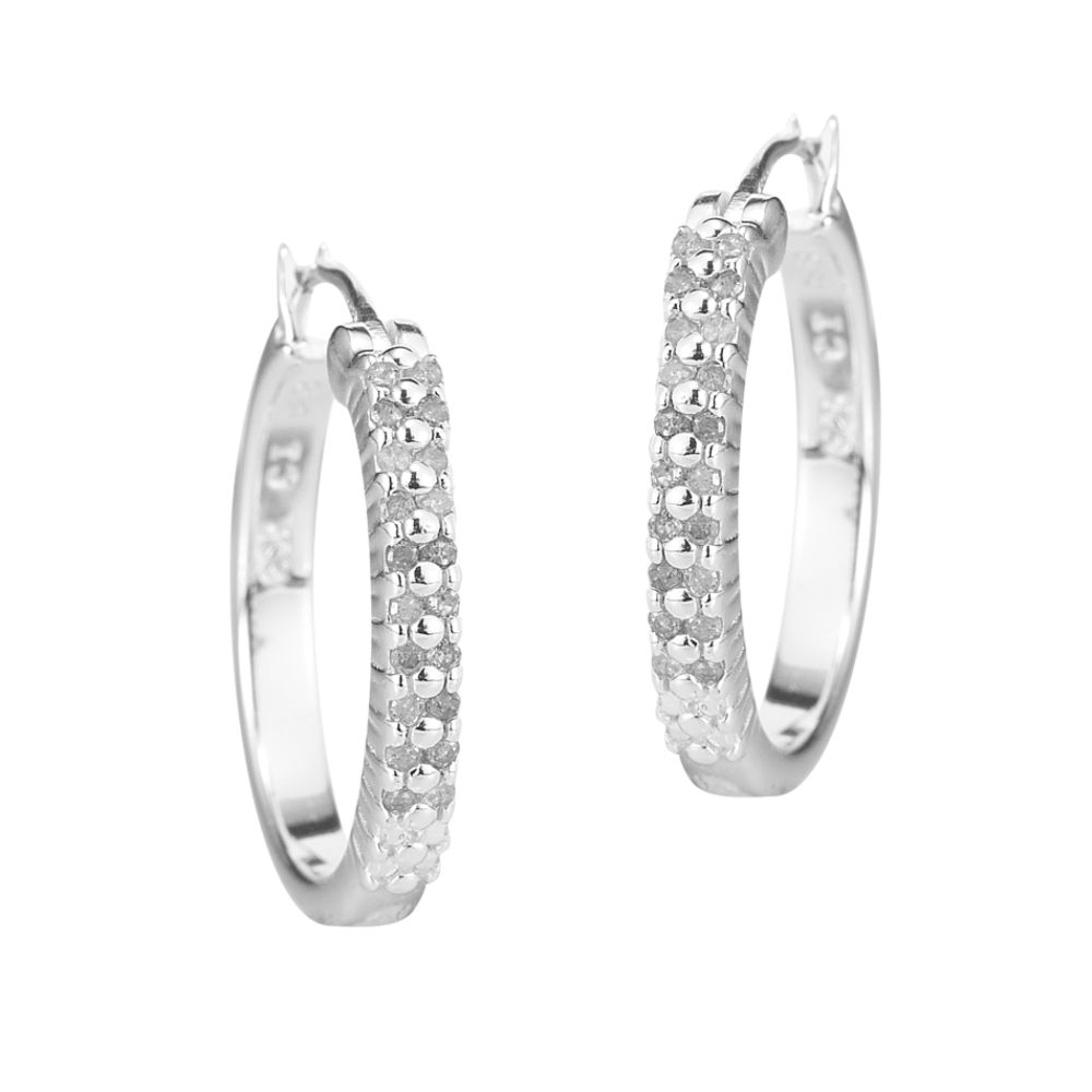 Avance 1/5cttw Diamond Hoop Earrings in Sterling Silver