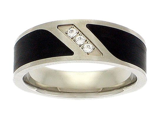 Diamond Stainless Steel Band with Black Epoxy