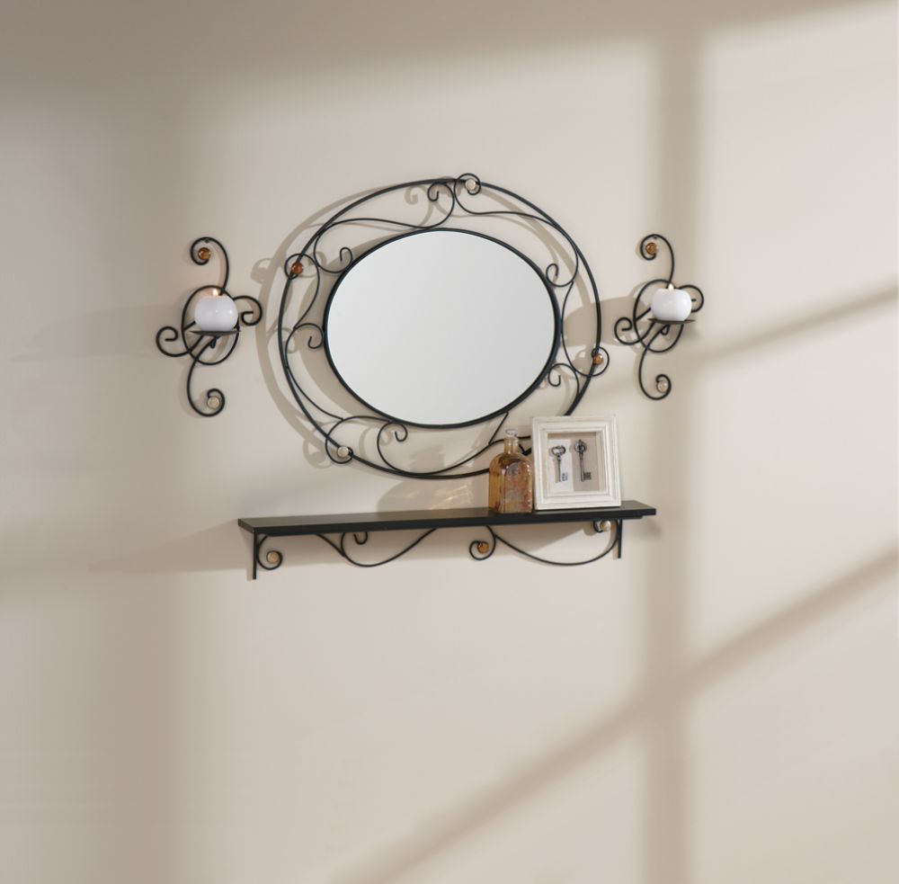 4PC BEAD SCROLL MIRROR DECORATOR SET