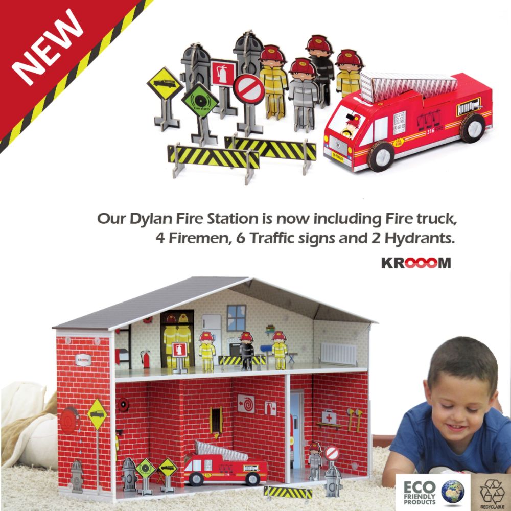 Krooom Dylen - Fire Station with Fire Truck and play accessories