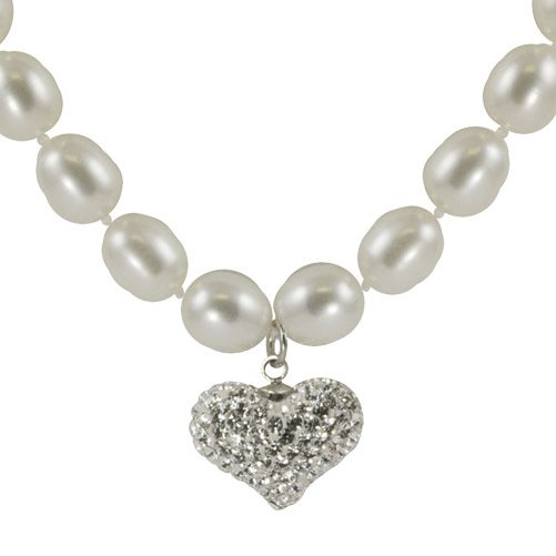 18" Sterling Silver Freshwater Pearl Crystal Heart Dangle Necklace at Sears.com