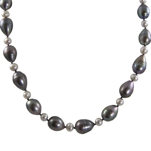 18" Sterling Silver dyed Black & Grey Freshwater Pearl Necklace at Kmart.com