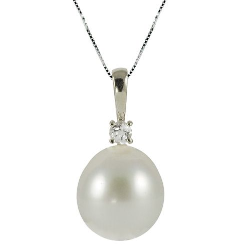 18" Sterling Silver 10-11mm Freshwater Pearl & Cubic Zirconia Pendant at Kmart.com