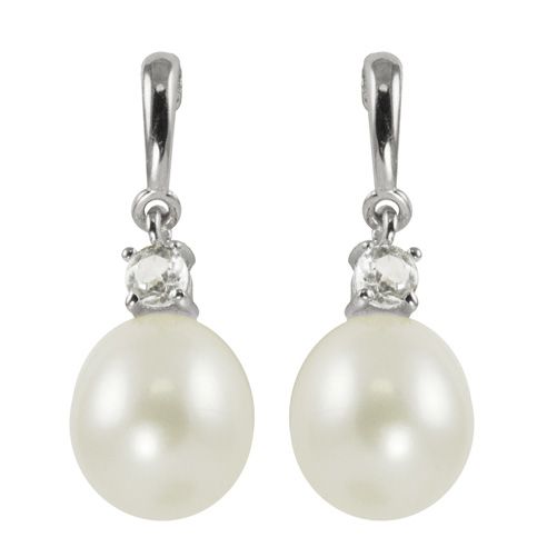 Sterling Silver Freshwater Pearl & Cubic Zirconia Drop Earrings at Kmart.com