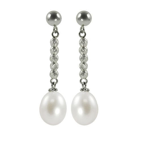 Sterling Silver Freshwater Pearl & Sparkle Bead Earrings at Kmart.com