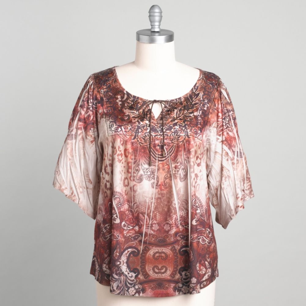 Live and Let Live Women's Plus Sublimation Print Top with Tie Neck at Sears.com