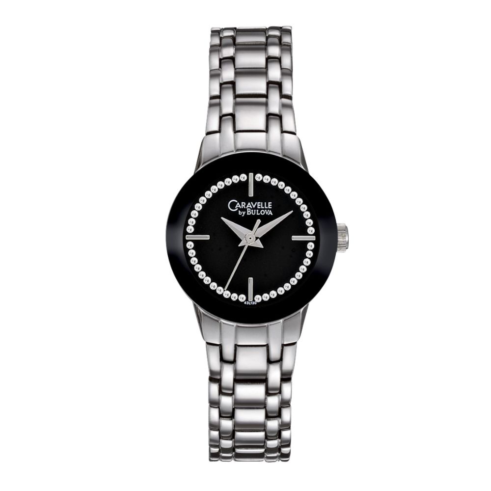 Ladies Caravelle Watch with Black Crystal
