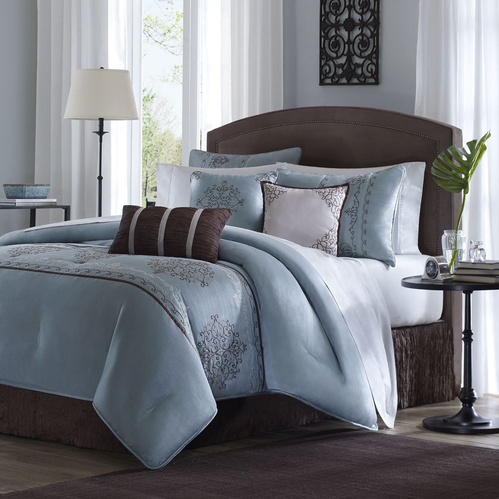 Madison Collection Carlye Blue Queen 7 Piece Comforter Set at Kmart.com
