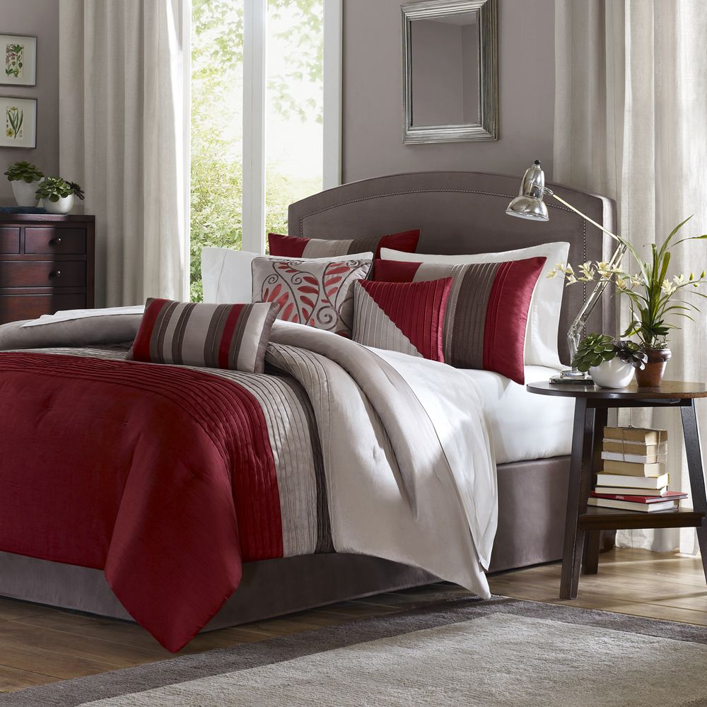Madison Collection Salem Red King 7 Piece Comforter Set