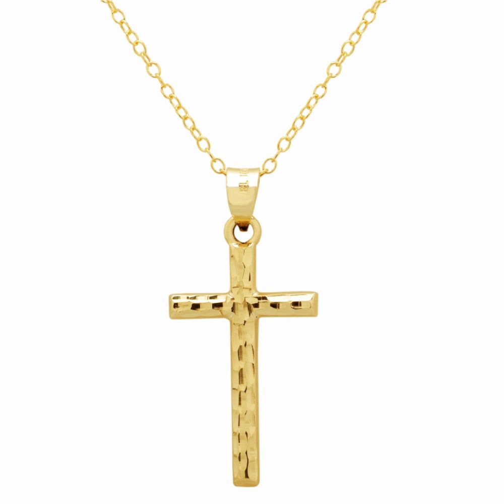 10K Gold Diamond Cut Cross Pendant