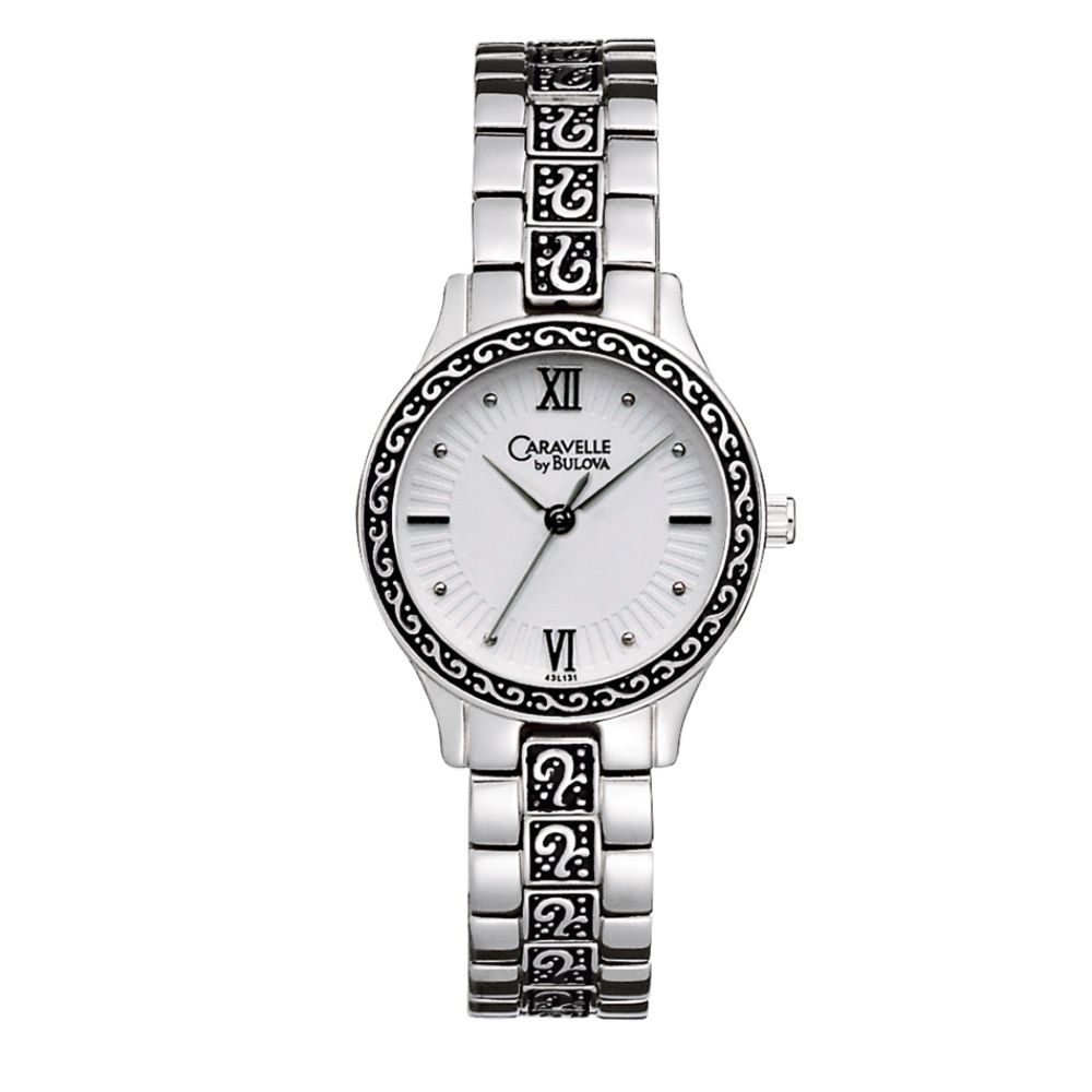 Ladies' link bracelet. Black dial, Mineral