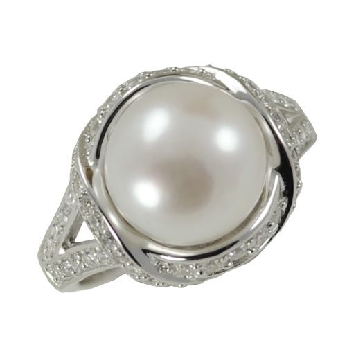 Sterling Silver 10.5-11mm Freshwater Pearl & Cubic Zirconia Ring (size 9) at Sears.com