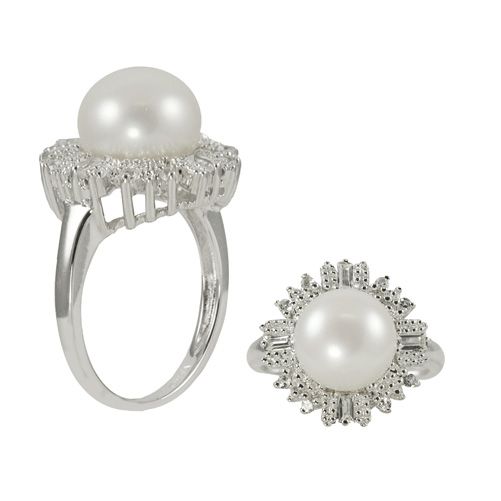 Sterling Silver 10-10.5mm Freshwater Pearl & Cubic Zirconia Ring (size 7) at Sears.com