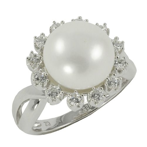 Sterling Silver 12-12.5mm Freshwater Pearl & Cubic Zirconia Ring (size 8) at Sears.com