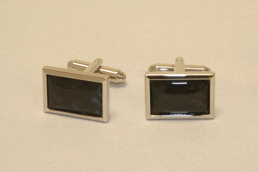 Men's Stainless Steel Cufflinks with Black Enamel Accents at Sears.com