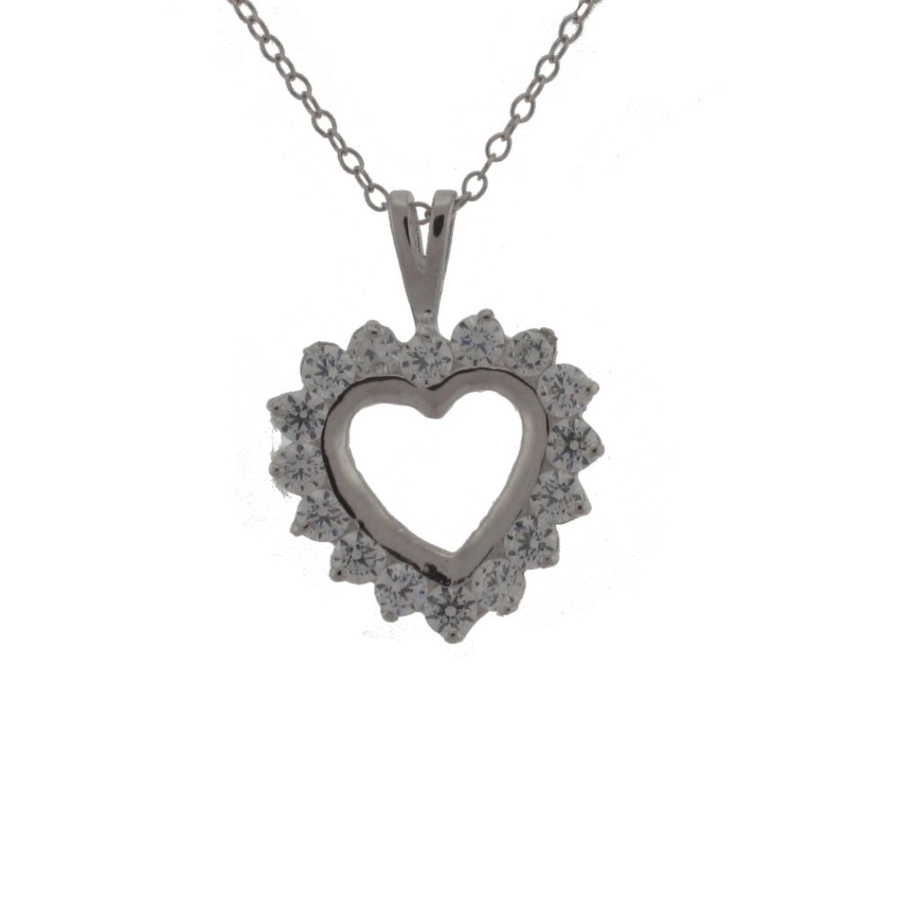 Sterling Silver Cubic Zirconia Heart Pendant