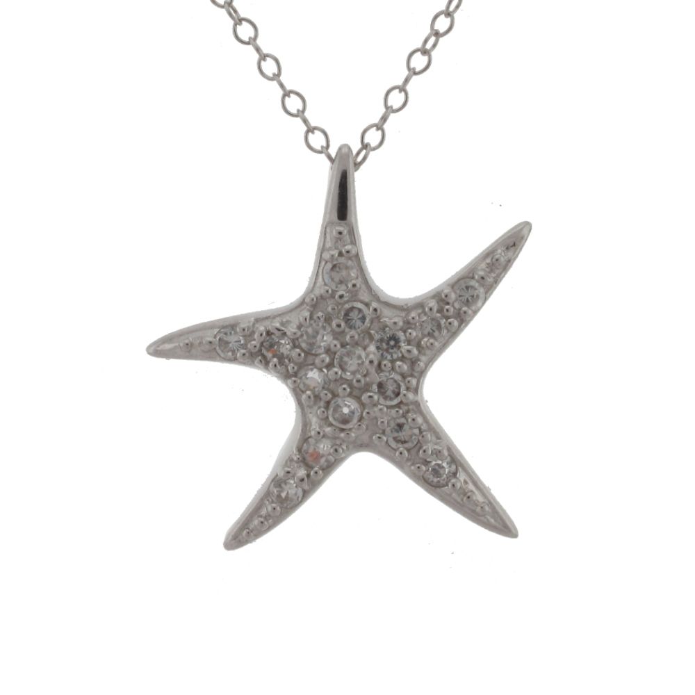Sterling Silver Cubic Zirconia Pave Starfish