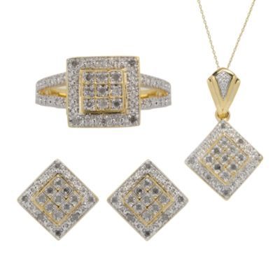 1/2cttw Diamond Earring, Ring and Pendant Set 18k Gold over Sterling silver at Sears.com