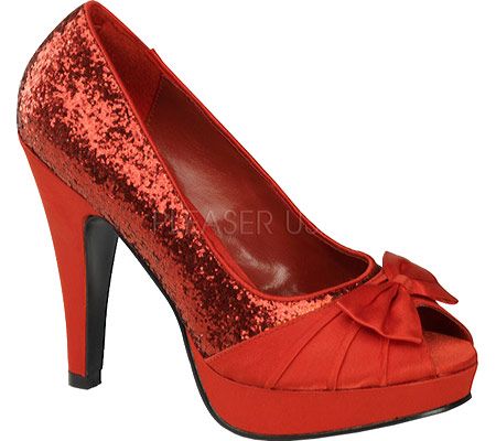 Pin Up Women s Bettie 10 - Red Glitter+Satin