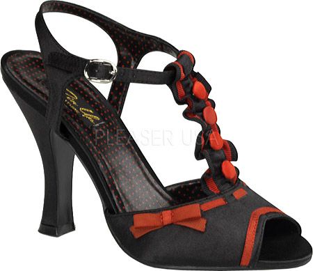 Pin Up Women s Smitten 07 - Black+Red Satin