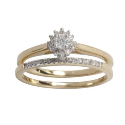 1/4cttw Diamond Bridal Set in 10k Yellow Gold