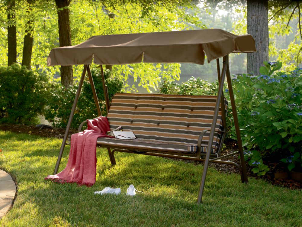 3 Seat Swing with Canopy- Garden Oasis-Outdoor Living-Patio Furniture-Swings