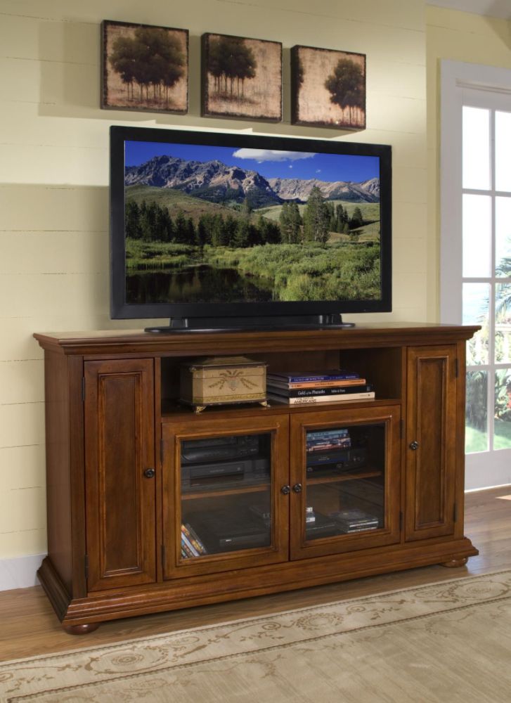 Home Styles Homestead TV Entertainment Credenza Stand  for 60" Televisions - Warm Oak Finish